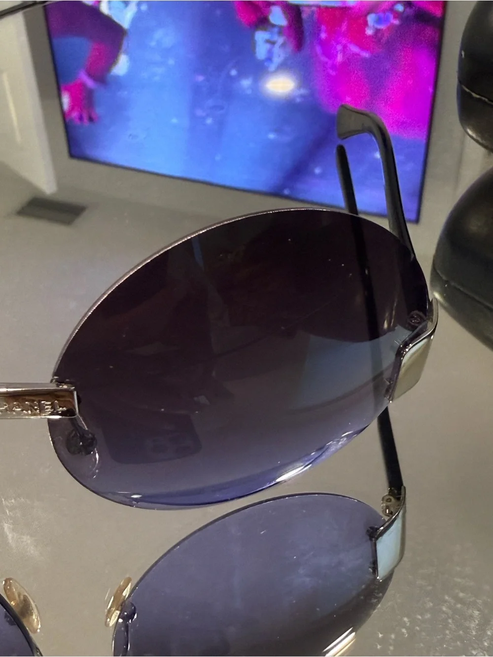 RARE CHANEL 4099 Y2K Rimless Purple Gradient Sunglasses w/ Case